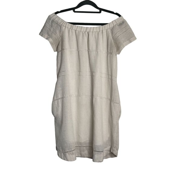 ASTR the Label Off Shoulder Shift Dress Beige Khaki‎ Knit Size Medium - Picture 1 of 11